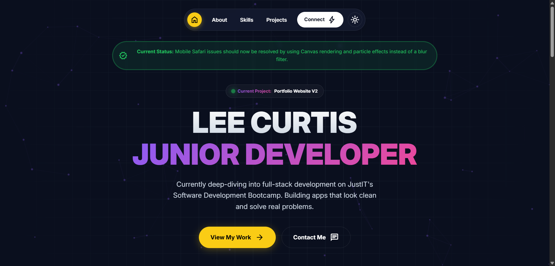 Screenshot of Portfolio website